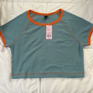 Women’s Wild Fable Blue and Orange thermal style crop top Size Large NWT
